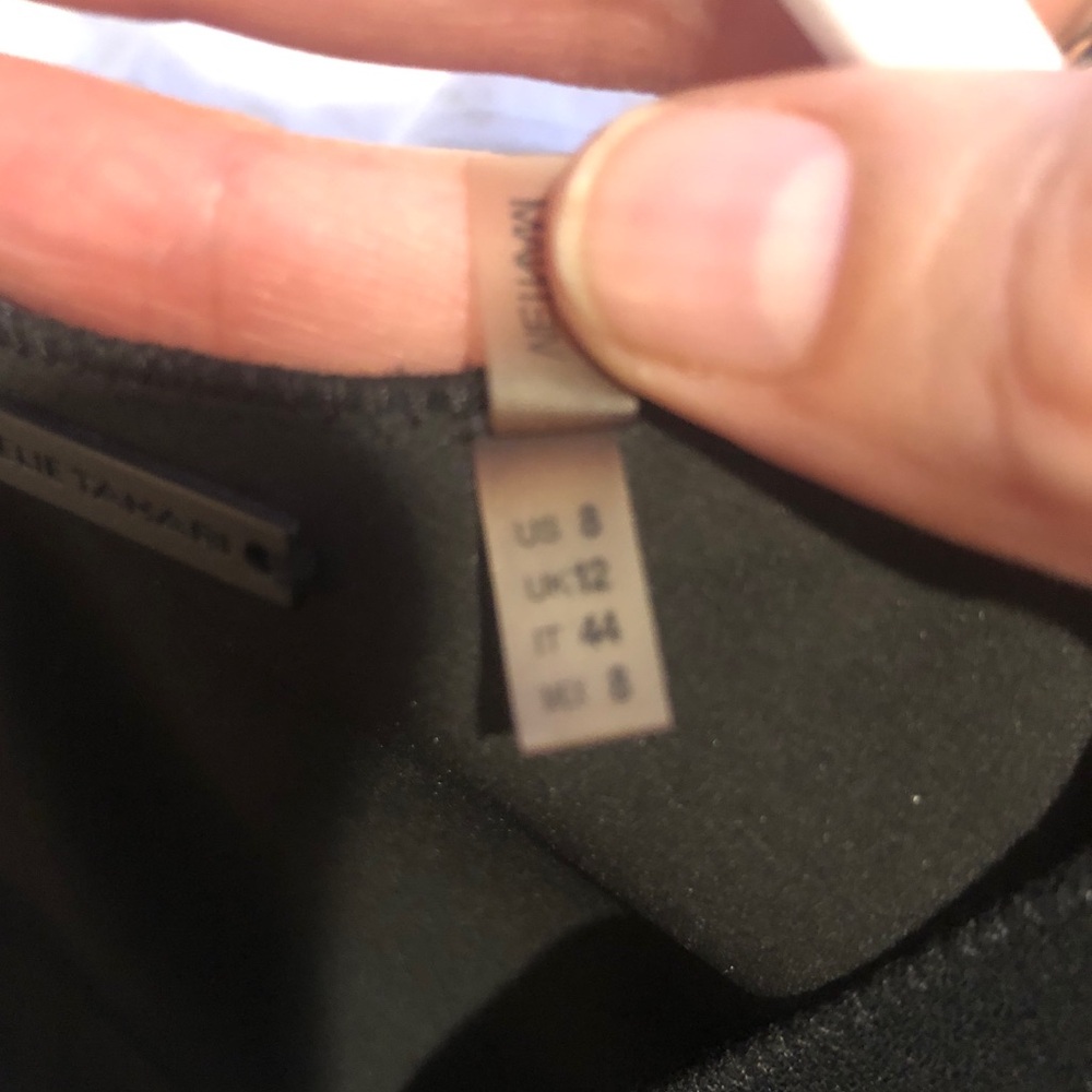 Elie Tahari Lourdes Black Cocktail Dress with slit short sleeves V neck size 8 - Picture 8 of 12